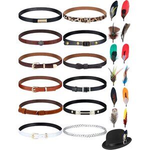 24 Pcs Cowboy Hat Bands Feathers Adjustable Leather Men Women Costume